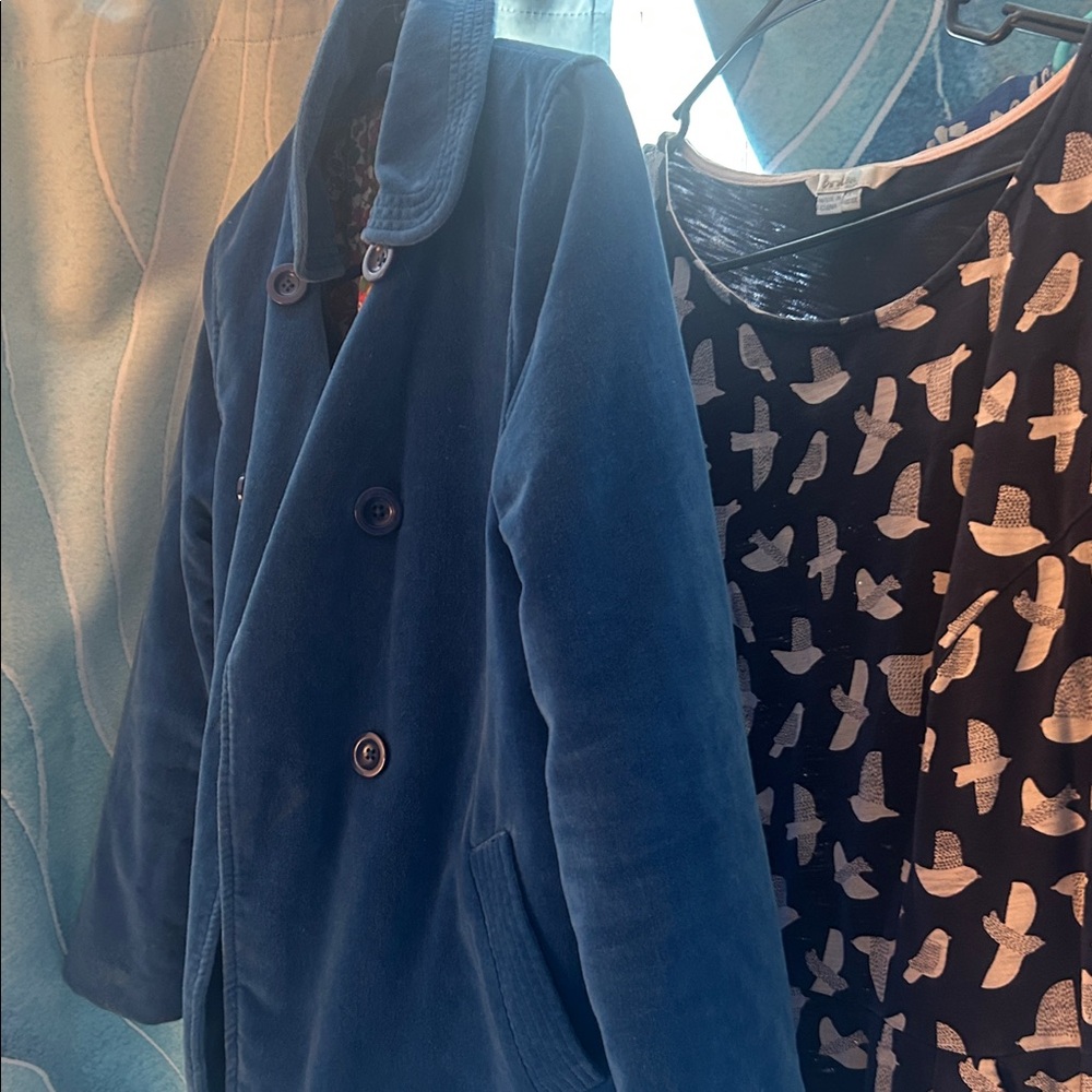 Exquisite Blue Jacket Mini Boden soft velvet royal blue 11-12 years GIrls